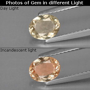 0.74캐럿 천연 그린/핑크 컬러체인지 디아스포어, 타원형 컷, 6.6×5.2 mm, VVS-VS