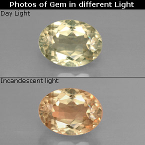 1.56캐럿 천연 그린/핑크 색상 변화 디아스포어, 타원형 컷, VS