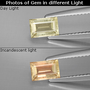 0.86캐럿 천연 그린/핑크 컬러체인지 디아스포어, 바게트, 6.8×4.5 mm, VS-SI
