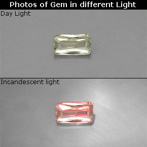 0.35캐럿 천연 그린/핑크 컬러체인지 디아스포어, 에메랄드 컷, 5.6×3 mm, VS
