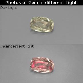 0.50캐럿 천연 그린/핑크 컬러체인지 디아스포어, 쿠션 컷, 6.5×4.2 mm, VS