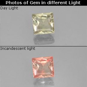 0.76캐럿 천연 그린/핑크 컬러체인지 디아스포어, 스퀘어, 5.2×5 mm, VS-SI