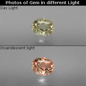 0.32캐럿 천연 그린/핑크 컬러체인지 디아스포어, 타원형 컷, 4.7×3.7 mm, VS