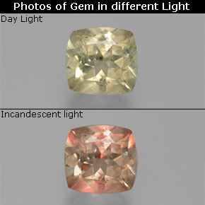 1.74캐럿 천연 그린/핑크 색상 변화 디아스포어, 쿠션 컷, VS-SI