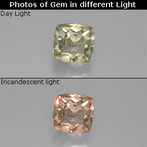 0.93캐럿 천연 그린/핑크 색상 변화 디아스포어, 쿠션 컷, VS-SI