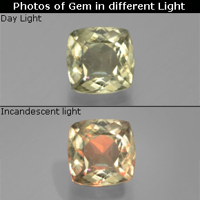 1.28캐럿 천연 그린/핑크 색상 변화 디아스포어, 쿠션 컷, SI