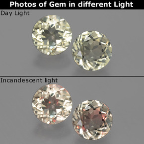 캐럿 천연 그린/핑크 색상 변화 디아스포어 보석, 라운드 컷, VS