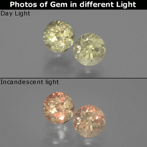 캐럿 천연 그린/핑크 색상 변화 디아스포어 보석, 라운드 컷, VS-SI