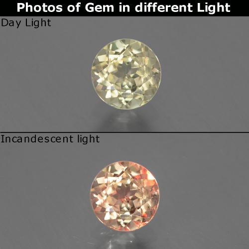 0.63캐럿 천연 매우 밝은 노란색 색상 변화 디아스포어, 라운드 컷, VS-SI