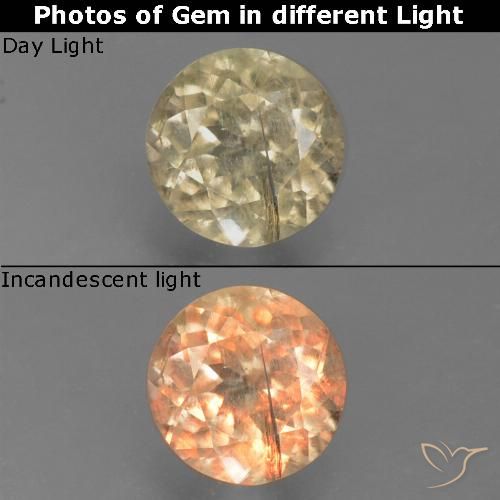 0.63ct 자연스러운 따뜻한 노란색 색상 변화 디아스포어, 둥근, VS-SI
