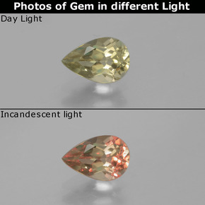 0.71캐럿 천연 그린/핑크 컬러체인지 디아스포어, 배 모양, 7.1×4.8 mm, VVS-VS