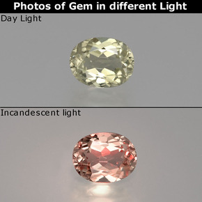 0.75캐럿 천연 그린/핑크 컬러체인지 디아스포어, 타원형 컷, 6.4×4.9 mm, VS