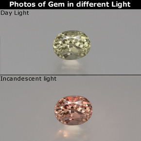 0.60캐럿 천연 그린/핑크 컬러체인지 디아스포어, 타원형 컷, 5.5×4.3 mm, VS