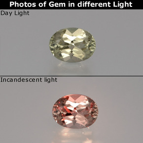0.72캐럿 천연 그린/핑크 컬러체인지 디아스포어, 타원형 컷, 6.5×4.8 mm, VS