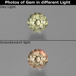 0.78캐럿 천연 녹색에서 분홍색으로 색상 변화 디아스포어, 라운드 컷, VS