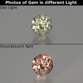 0.47캐럿 천연 그린/핑크 컬러체인지 디아스포어, 라운드 컷, 4.84 mm, VS