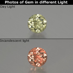 0.56캐럿 천연 그린/핑크 컬러체인지 디아스포어, 라운드 컷, 5.19 mm, VS-SI