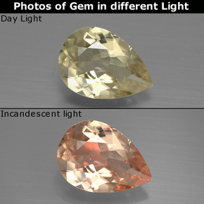 1.02캐럿 천연 그린/핑크 컬러체인지 디아스포어, 배 모양, 8.4×6 mm, VVS-VS