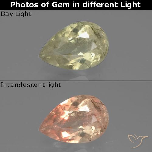 1.32ct 자연스러운 연노랑 색상 변화 디아스포어, 배 모양, SI