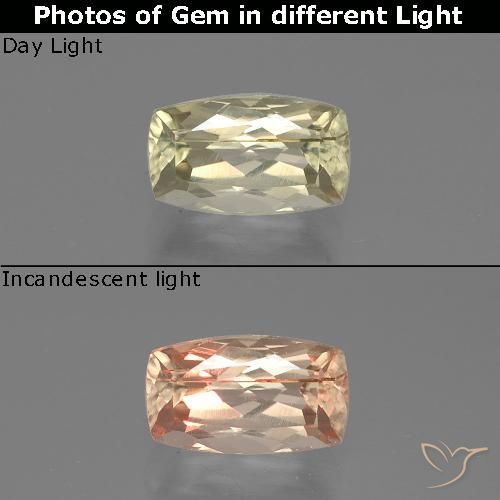 1.28ct 자연스러운 매우 옅은 노란색 색상 변화 디아스포어, 방석, VS-SI
