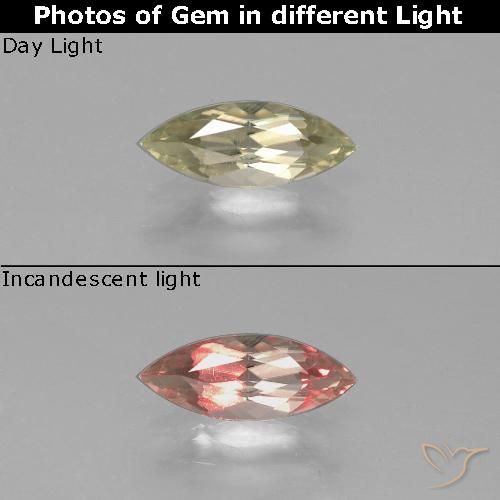 0.99ct 자연스러운 옅은 노랑 색상 변화 디아스포어, 보석, VS
