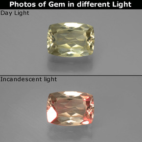 0.84캐럿 천연 그린/핑크 컬러체인지 디아스포어, 쿠션 컷, 6.8×5 mm, VS