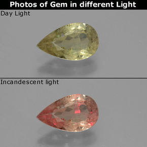 0.99캐럿 천연 그린/핑크 색상 변화 디아스포어, 배 모양, VS-SI