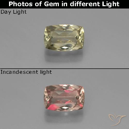 0.91ct 자연스러운 밝은 노란색 녹색 색상 변화 디아스포어, 방석, VS