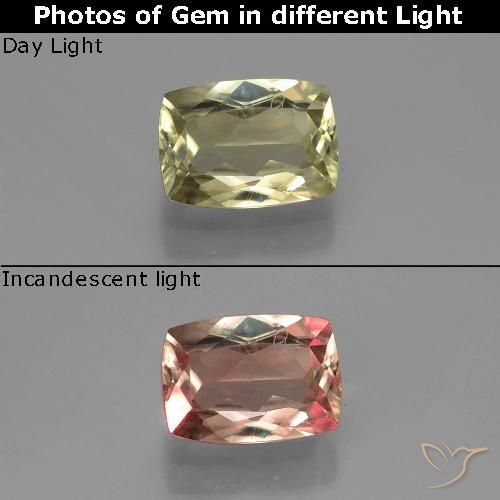 0.99ct 자연스러운 연노랑 색상 변화 디아스포어, 방석, VS