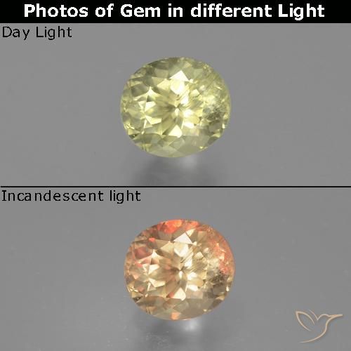 0.83캐럿 천연 연노랑 색상 변화 디아스포어, 타원형 컷, VS-SI