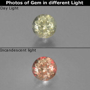 0.83캐럿 천연 그린/핑크 색상 변화 디아스포어, 라운드 컷, SI