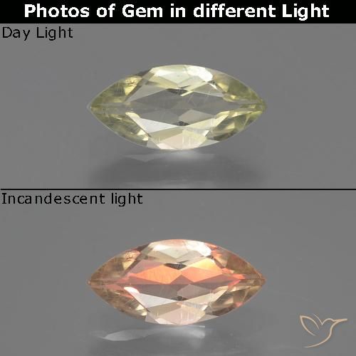 0.66ct 자연스러운 매우 옅은 노란색 색상 변화 디아스포어, 보석, VS-SI
