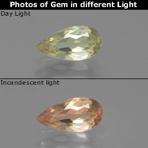 0.93캐럿 천연 연노랑 색상 변화 디아스포어, 배 모양, VS