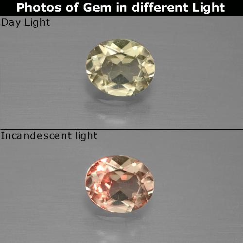 0.59캐럿 천연 갈색빛 옐로우 컬러체인지 디아스포어, 타원형 컷, 5.8×4.8 mm, VS