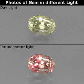 0.92캐럿 천연 그린/핑크 컬러체인지 디아스포어, 타원형 컷, 6.6×4.6 mm, VS-SI