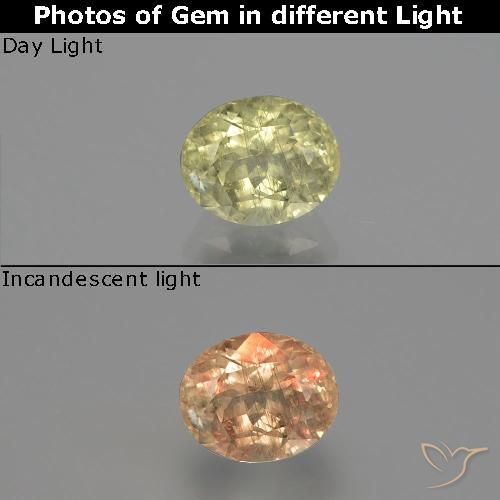 1.26ct 자연스러운 연노랑 색상 변화 디아스포어, 타원형, SI