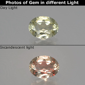 1.01캐럿 천연 그린/핑크 컬러체인지 디아스포어, 타원형 컷, 7.4×5.5 mm, VVS-VS