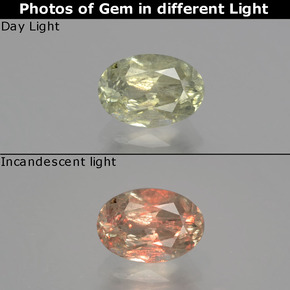 1.14캐럿 천연 그린/핑크 컬러체인지 디아스포어, 타원형 컷, 7.6×5.3 mm, SI