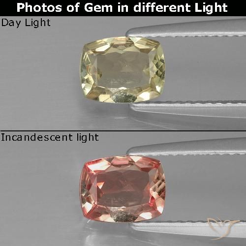0.92ct 자연스러운 연노랑 색상 변화 디아스포어, 방석, VS-SI