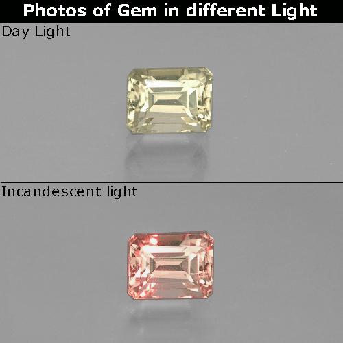 0.83캐럿 천연 연노랑 색상 변화 디아스포어, 에메랄드 컷, VVS-VS
