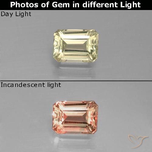 0.79ct 자연스러운 매우 옅은 노란색 색상 변화 디아스포어, 에메랄드 컷, VS