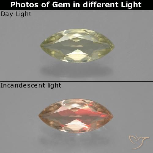0.81ct 자연스러운 옐로우 베이지 색상 변화 디아스포어, 보석, VS
