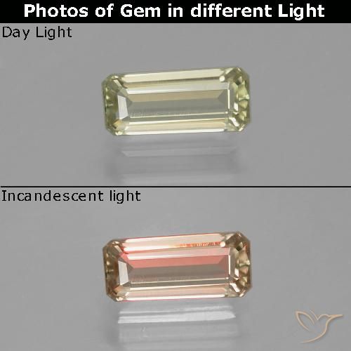 1.03ct 자연스러운 매우 옅은 노란색 색상 변화 디아스포어, 에메랄드 컷, VVS-VS