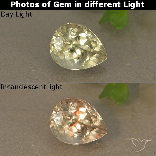 1.03ct 자연스러운 연노랑 색상 변화 디아스포어, 배 모양, VS