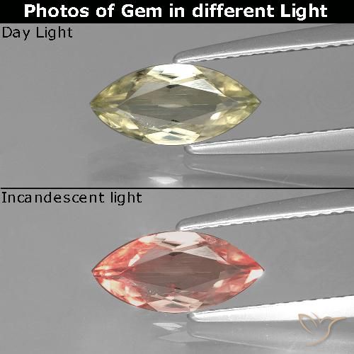 1.06ct 자연스러운 흙빛 노란색 색상 변화 디아스포어, 보석, VS
