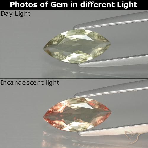 1.00ct 자연스러운 매우 밝은 황금색 색상 변화 디아스포어, 보석, VVS-VS