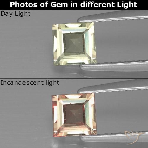 0.62ct 자연스러운 매우 밝은 노란색 색상 변화 디아스포어, 정사각형, VS