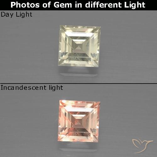 0.60ct 자연스러운 매우 옅은 노란색 색상 변화 디아스포어, 정사각형, VS-SI