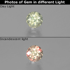 0.63캐럿 천연 옅은 노랑 색상 변화 디아스포어, 라운드 컷, VS
