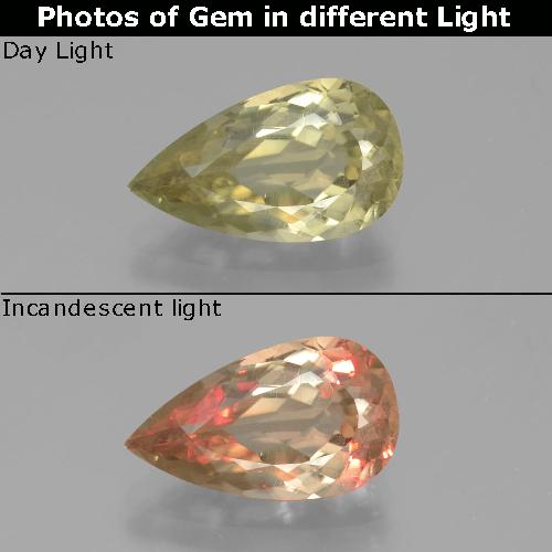 3.30캐럿 천연 매우 옅은 노란색 색상 변화 디아스포어, 배 모양, VS